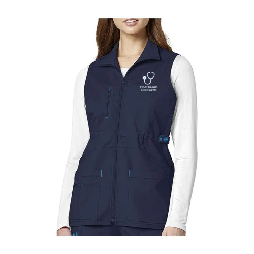 Ladies Medical Scrub Vest with Zip Front